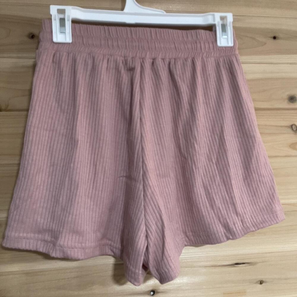 Soft Pink Ribbed Lounge Shorts - Picture 3 of 4